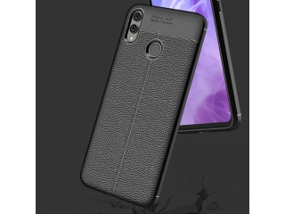 Honor 8X Leder Design Gummi Hülle TPU Cover schwarz