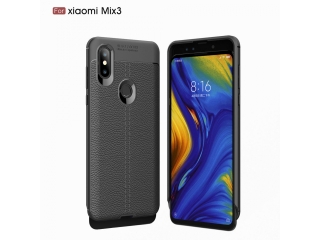 Xiaomi Mi Mix 3 Leder Design Gummi Hülle TPU Cover schwarz