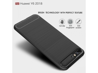 Huawei Y6 2018 Carbon Gummi Hülle TPU Case schwarz