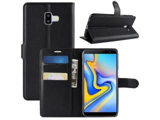 Samsung Galaxy J6+ Lederhülle Portemonnaie Karten Etui schwarz