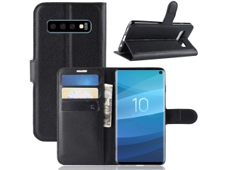 Samsung Galaxy S10 Lederhülle Portemonnaie Karten Etui schwarz