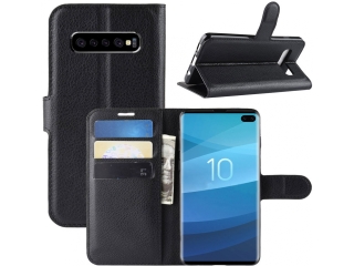 Samsung Galaxy S10+ Lederhülle Portemonnaie Karten Etui schwarz