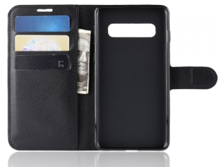 Samsung Galaxy S10+ Lederhülle Portemonnaie Karten Etui schwarz