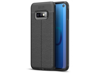 Samsung Galaxy S10e Leder Design Gummi Hülle TPU Cover schwarz