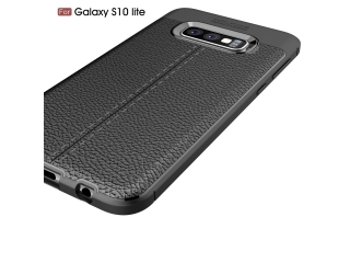 Samsung Galaxy S10e Leder Design Gummi Hülle TPU Cover schwarz