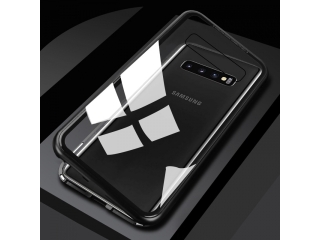 Samsung Galaxy S10+ Alu Magnetic Glass Case Panzerglas Backcover schwarz