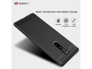 Sony Xperia 1 Carbon Gummi Hülle TPU Case schwarz