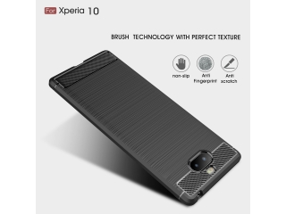 Sony Xperia 10 Carbon Gummi Hülle TPU Case schwarz