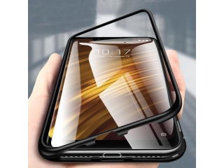 Xiaomi POCOPHONE F1 Alu Magnetic Glass Case Panzerglas Backcover schwarz