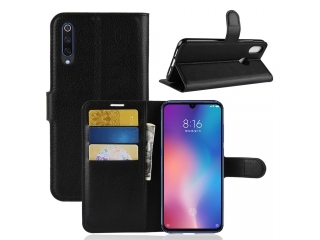 Xiaomi Mi 9 Lederhülle Portemonnaie Karten Etui schwarz
