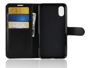 Xiaomi Mi 9 Lederhülle Portemonnaie Karten Etui schwarz