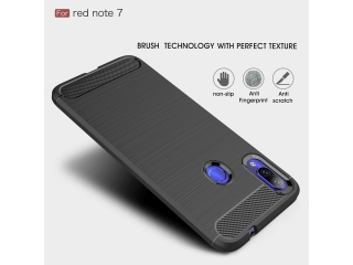 Xiaomi Redmi Note 7 Carbon Gummi Hülle TPU Case schwarz