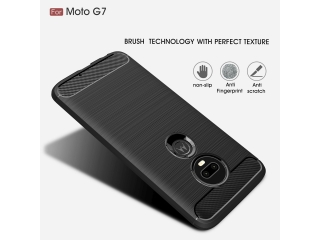 Motorola Moto G7 Plus Carbon Gummi Hülle TPU Case schwarz