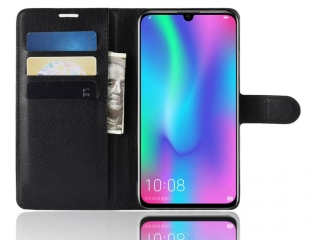 Honor 10 Lite Lederhülle Portemonnaie Karten Etui schwarz