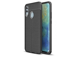 Honor 10 Lite Leder Design Gummi Hülle TPU Cover schwarz