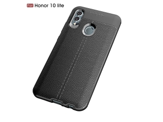 Honor 10 Lite Leder Design Gummi Hülle TPU Cover schwarz