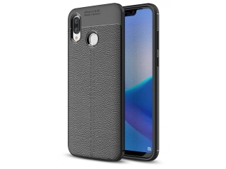 Honor Play Leder Design Gummi Hülle TPU Cover schwarz