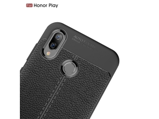 Honor Play Leder Design Gummi Hülle TPU Cover schwarz