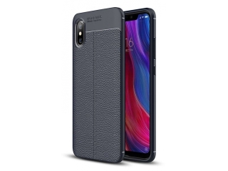 Xiaomi Mi 8 Pro Leder Design Gummi Hülle TPU Cover schwarz