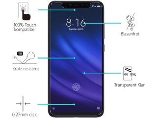 Xiaomi Mi 8 Pro Folie Panzerglas Screen Protector