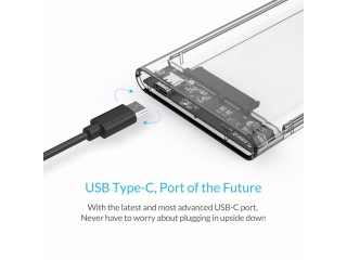 Orico USB-C 3.1 SSD HD Gehäuse 2.5" Festplatte mit Kabel - transparent