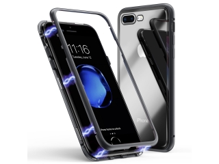Apple iPhone 7 Plus Alu Magnetic Glass Case Panzerglas Backcover schwarz