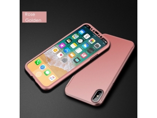 360 Grad Panzerglas Case iPhone XS Rundumschutz Floveme rosa