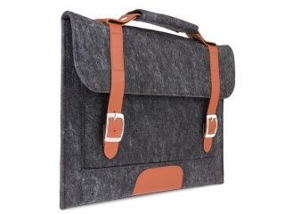 13.3" Macbook Air Pro Filz Sleeve Hülle mit Leder Griff dunkelgrau