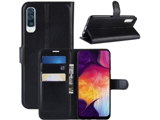 Samsung Galaxy A50 Lederhülle Portemonnaie Karten Etui schwarz