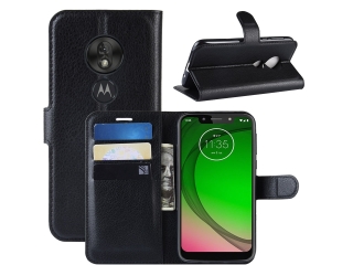 Motorola Moto G7 Play Lederhülle Portemonnaie Karten Etui schwarz