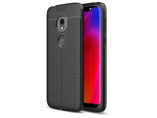 Motorola Moto G7 Play Leder Design Gummi Hülle TPU Cover schwarz