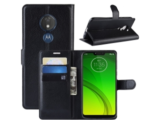Motorola Moto G7 Power Lederhülle Portemonnaie Karten Etui schwarz