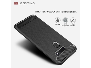 LG G8 ThinQ Carbon Gummi Hülle TPU Case schwarz