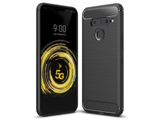 LG V50 ThinQ 5G Carbon Gummi Hülle TPU Case schwarz