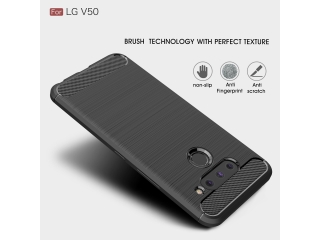 LG V50 ThinQ 5G Carbon Gummi Hülle TPU Case schwarz