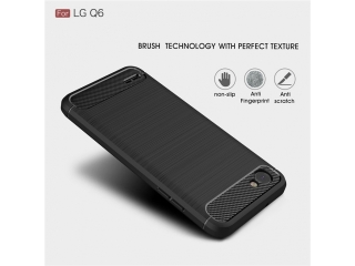 LG Q6 Carbon Gummi Hülle TPU Case schwarz