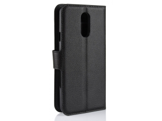 LG Q7+ Lederhülle Portemonnaie Karten Etui schwarz