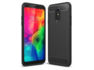 LG Q7+ Carbon Gummi Hülle TPU Case schwarz