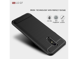 LG Q7+ Carbon Gummi Hülle TPU Case schwarz