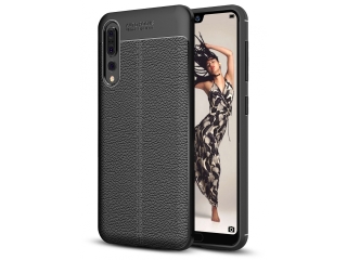 Huawei P20 Pro Leder Design Gummi Hülle TPU Cover schwarz