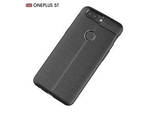OnePlus 5T Leder Design Gummi Hülle TPU Cover schwarz