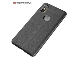 Xiaomi Mi Mix 2S Leder Design Gummi Hülle TPU Cover schwarz