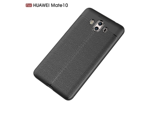 Huawei Mate 10 Leder Design Gummi Hülle TPU Cover schwarz