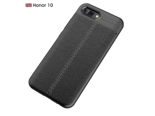 Honor 10 Leder Design Gummi Hülle TPU Cover schwarz