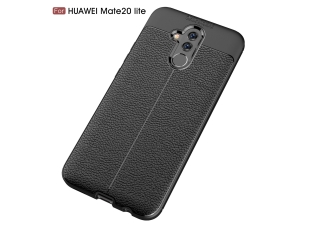 Huawei Mate 20 Lite Leder Design Gummi Hülle TPU Cover schwarz