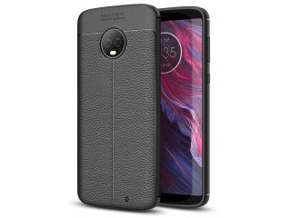 Motorola Moto G6 Plus Leder Design Gummi Hülle TPU Cover schwarz