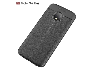 Motorola Moto G6 Plus Leder Design Gummi Hülle TPU Cover schwarz