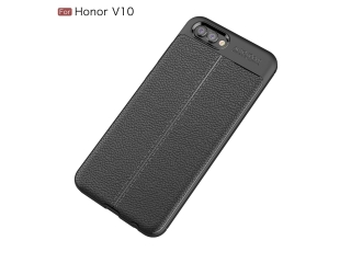 Honor View 10 Leder Design Gummi Hülle TPU Cover schwarz