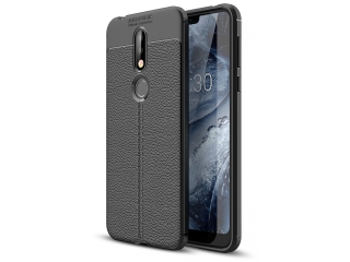 Nokia 7.1 Leder Design Gummi Hülle TPU Cover schwarz