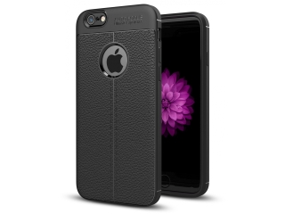 Apple iPhone 6/6S Leder Design Gummi Hülle TPU Cover schwarz